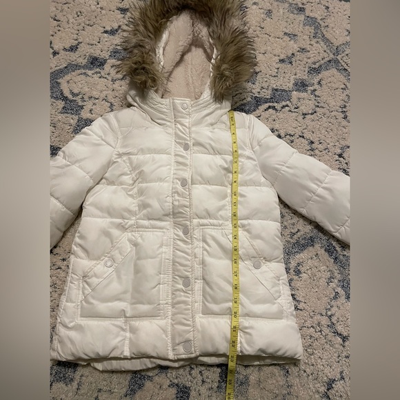 American Eagle white faux fur hat size XS puffer jacket - Picture 2 of 5